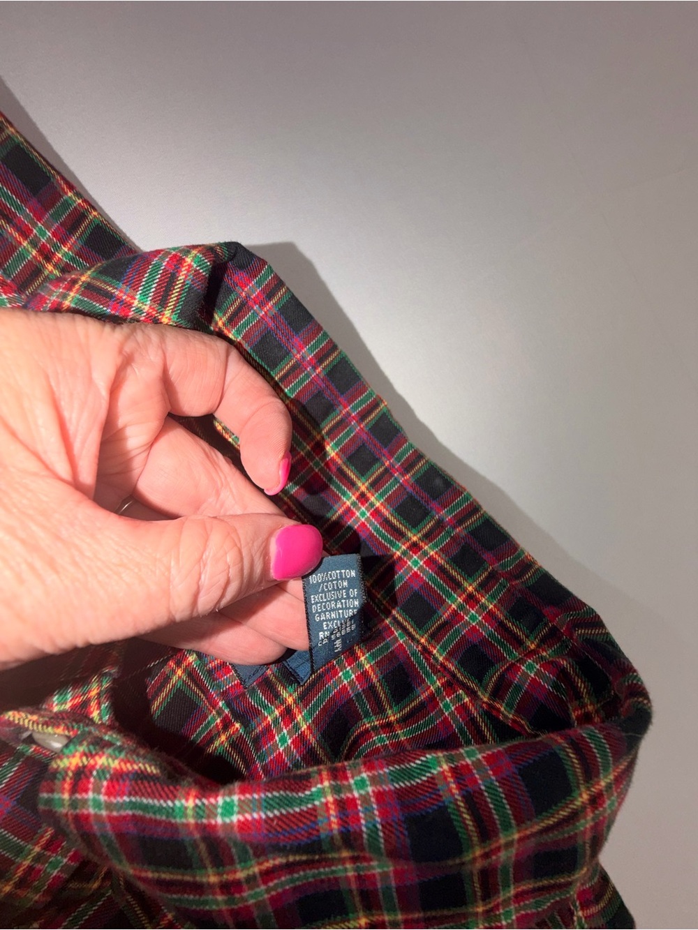 Ralph Lauren Custom Fit Red Green Plaid Button Down Shirt Men’s XL - Picture 10 of 11
